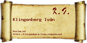 Klingenberg Iván névjegykártya